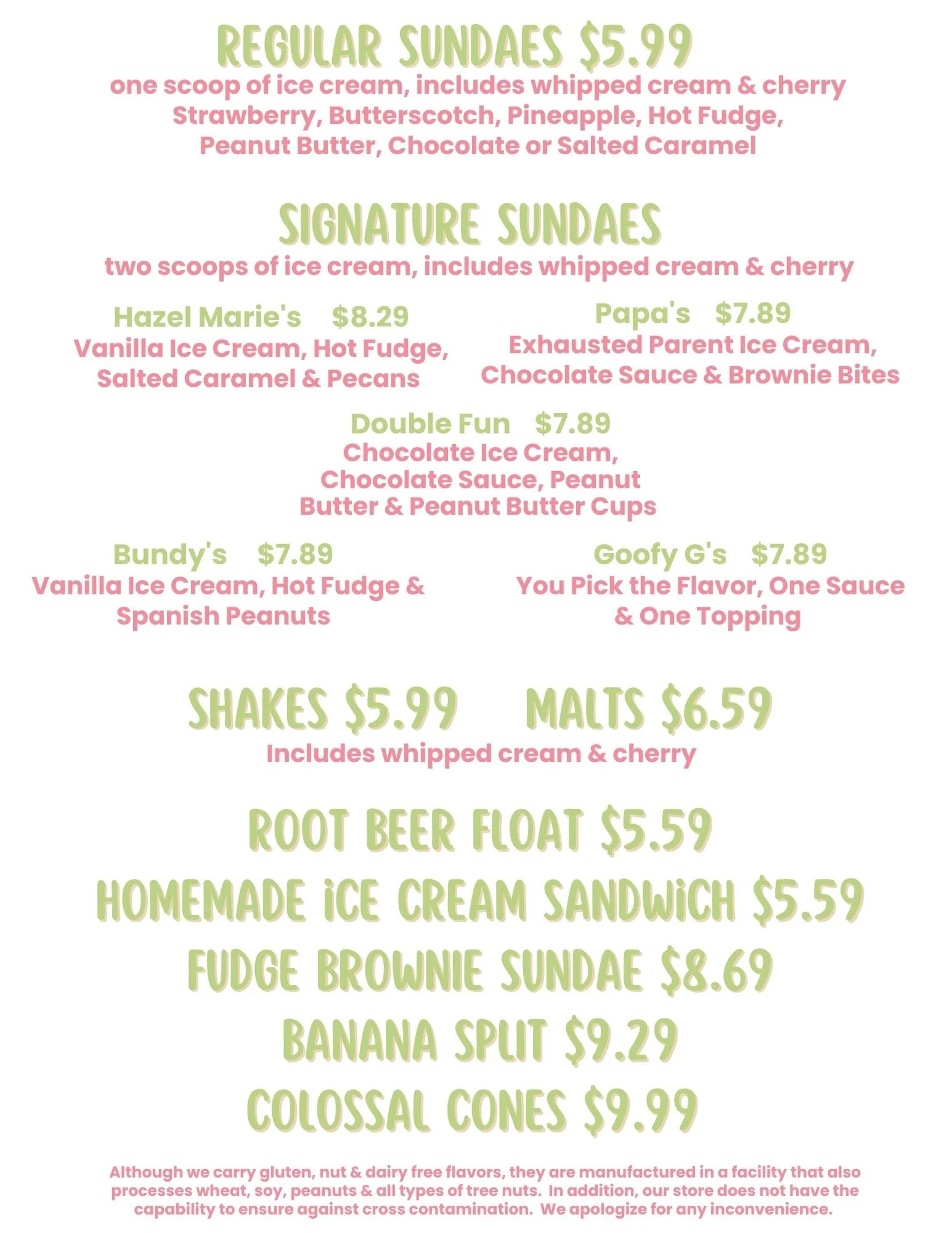 Menu — Hazel Marie's